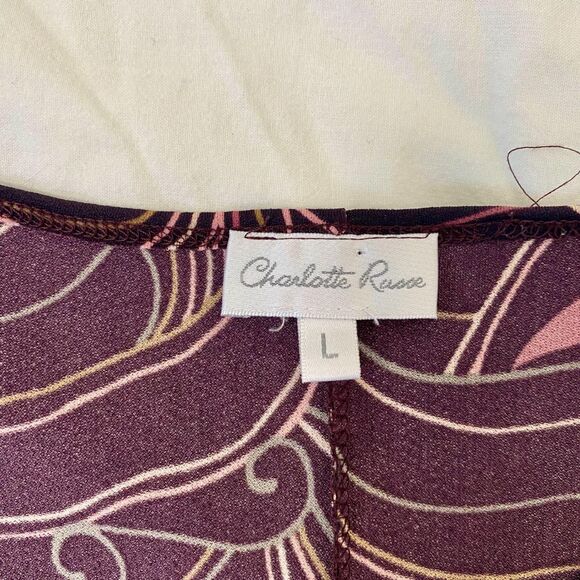 Charlotte Russe Early 2000's Purple Pink Handkerchief Asymmetric Mini Dress L - Picture 7 of 8